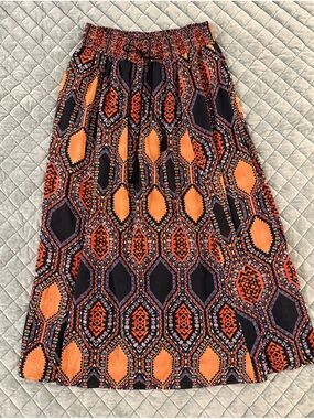 Anthropologie - Maeve Geometric Maxi Skirt in Orange and Black
